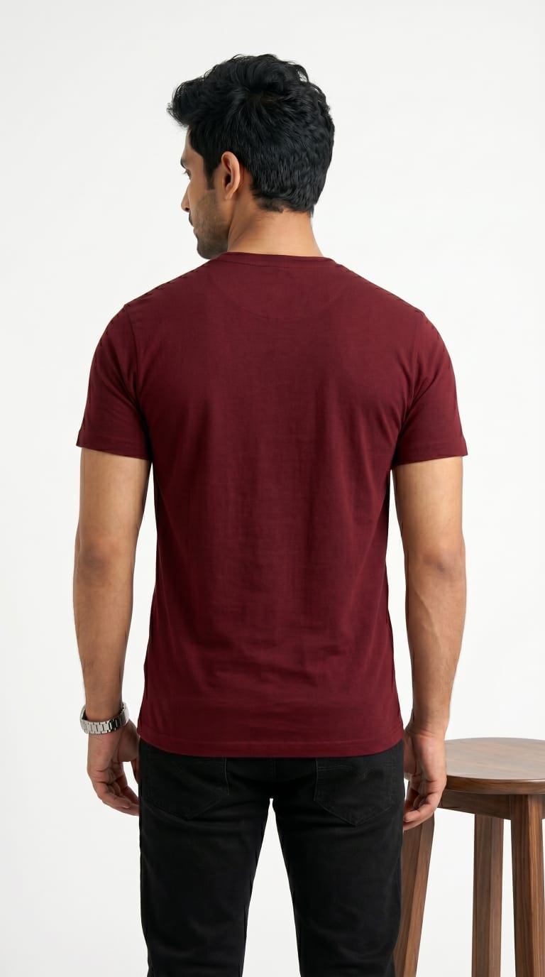 Men’s Solid Maroon Cotton T-Shirt