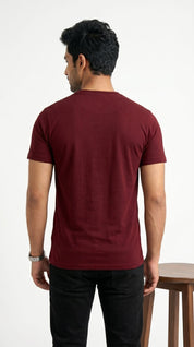 Men’s Solid Maroon Cotton T-Shirt