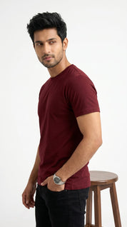 Men’s Solid Maroon Cotton T-Shirt