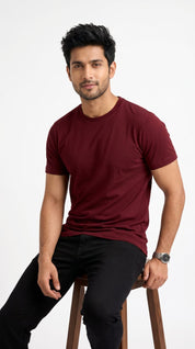 Men’s Solid Maroon Cotton T-Shirt