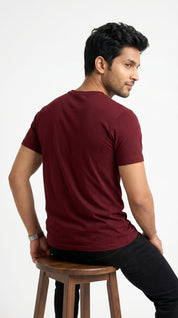 Men’s Solid Maroon Cotton T-Shirt