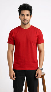 Men’s Solid Red Cotton T-Shirt