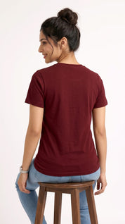 Solid Crew Neck T-Shirt – Regular Fit | Maroon