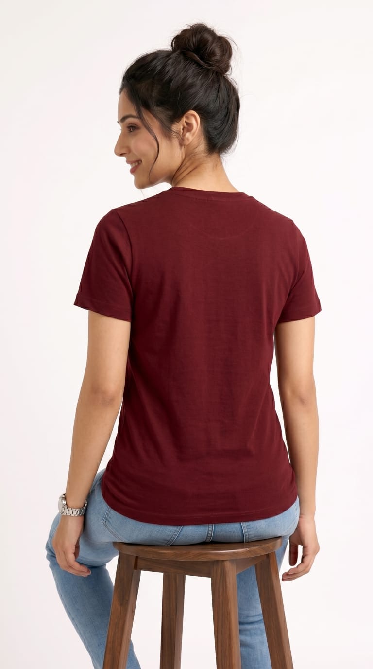 Solid Crew Neck T-Shirt – Regular Fit | Maroon-7