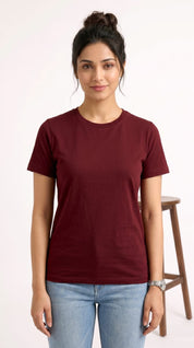 Solid Crew Neck T-Shirt – Regular Fit | Maroon