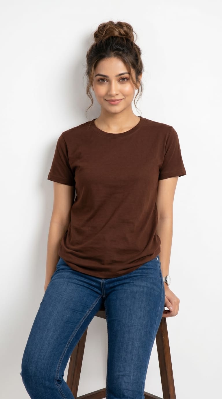 Essential Solid T-Shirt – Regular Fit | Brown-5