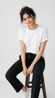Core Solid T-Shirt – Regular Fit | White 180 GSM