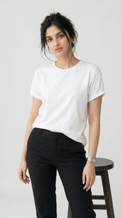 Core Solid T-Shirt – Regular Fit | White 180 GSM