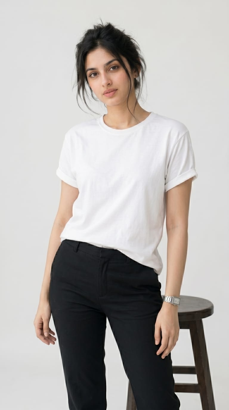 Core Solid T-Shirt – Regular Fit | White 180 GSM-3