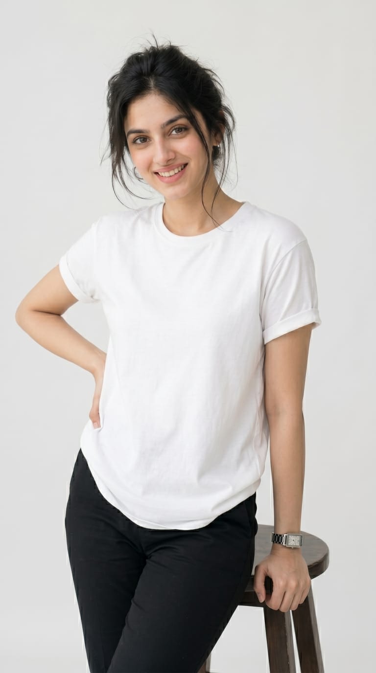 Core Solid T-Shirt – Regular Fit | White 180 GSM-7