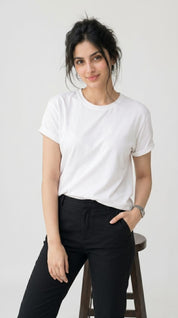 Core Solid T-Shirt – Regular Fit | White 180 GSM