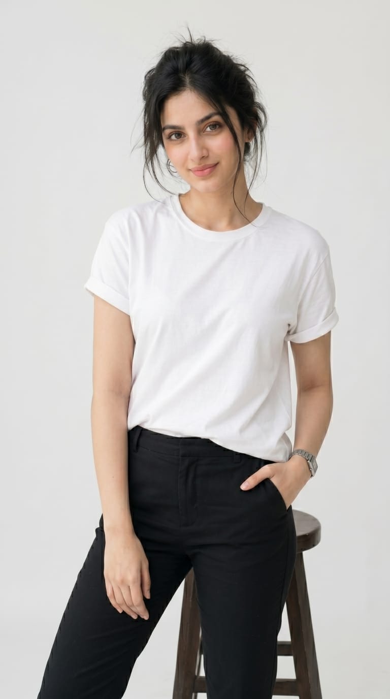 Core Solid T-Shirt – Regular Fit | White 180 GSM-8