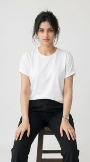 Core Solid T-Shirt – Regular Fit | White 180 GSM