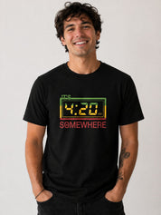 4:20 Somewhere Graphic T-Shirt – Regular Fit | Black 180 GSM