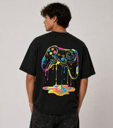 Neon Drip Controller Oversized Graphic T-Shirt – Black |