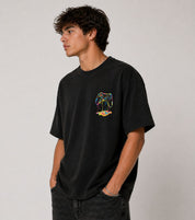 Neon Drip Controller Oversized Graphic T-Shirt – Black |