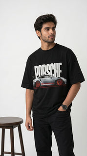 Porsche Graphic Oversized T-Shirt – Black |