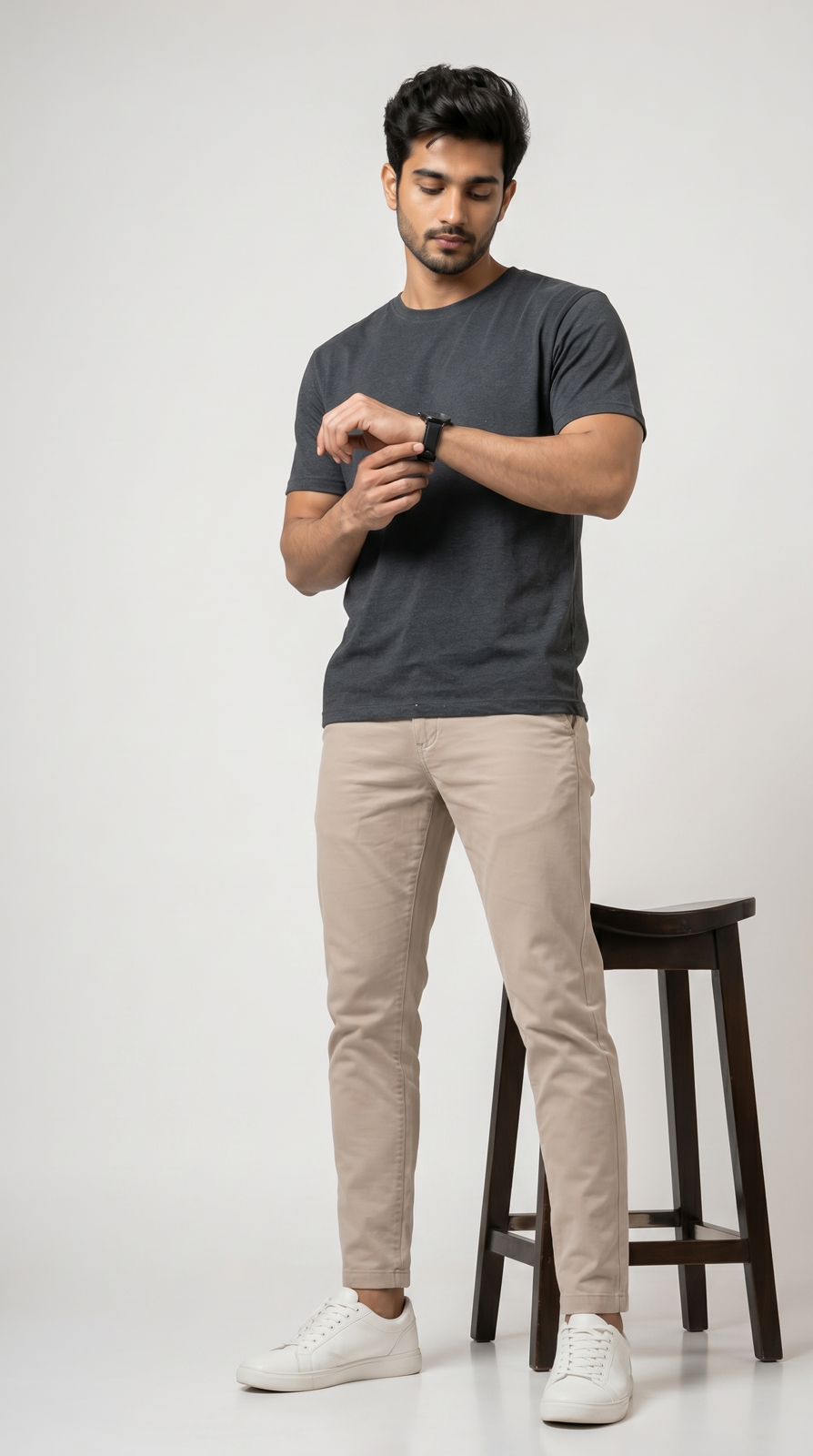 Core Solid T-Shirt – Regular Fit | Charcoal-4