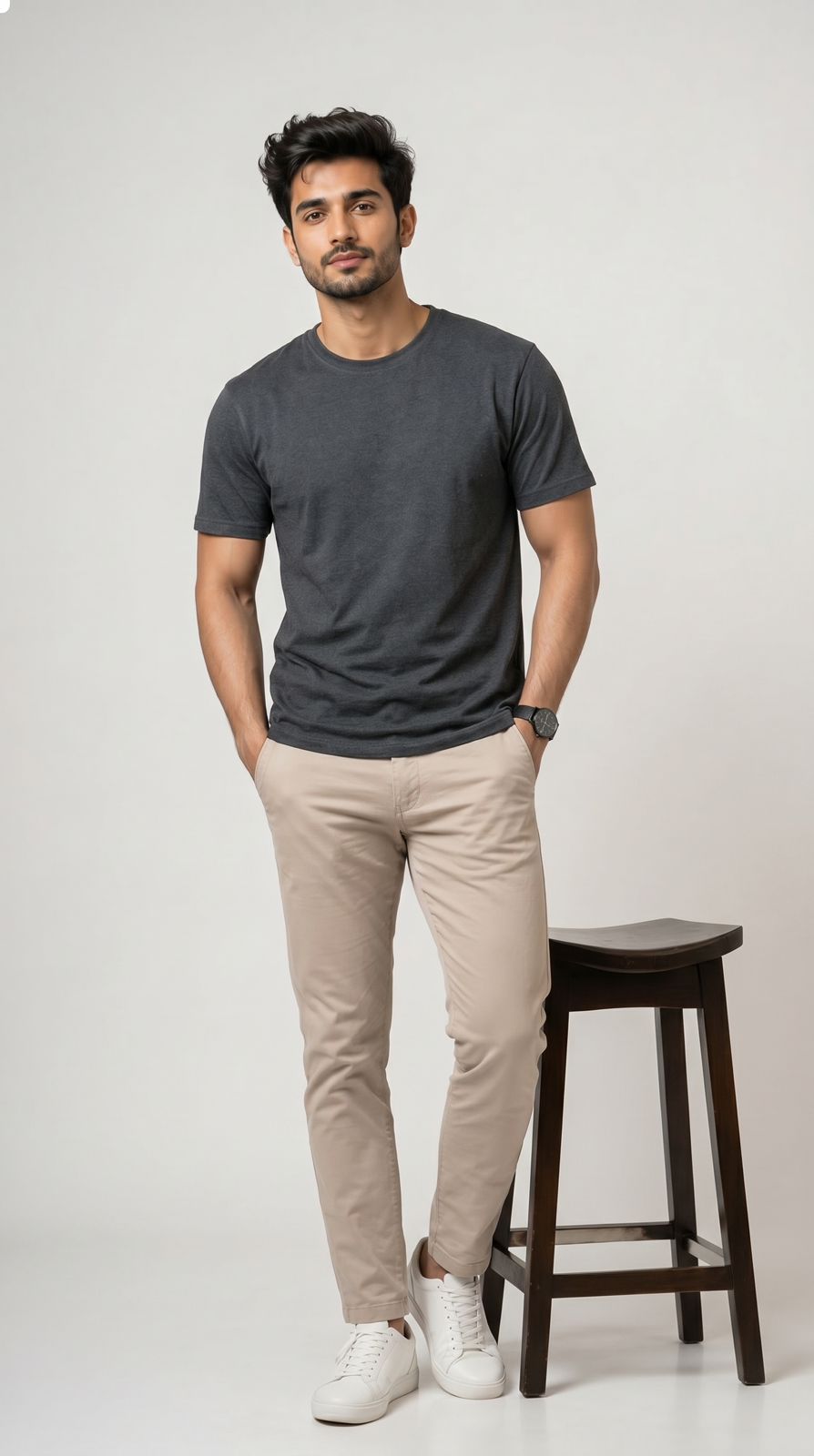 Core Solid T-Shirt – Regular Fit | Charcoal-3