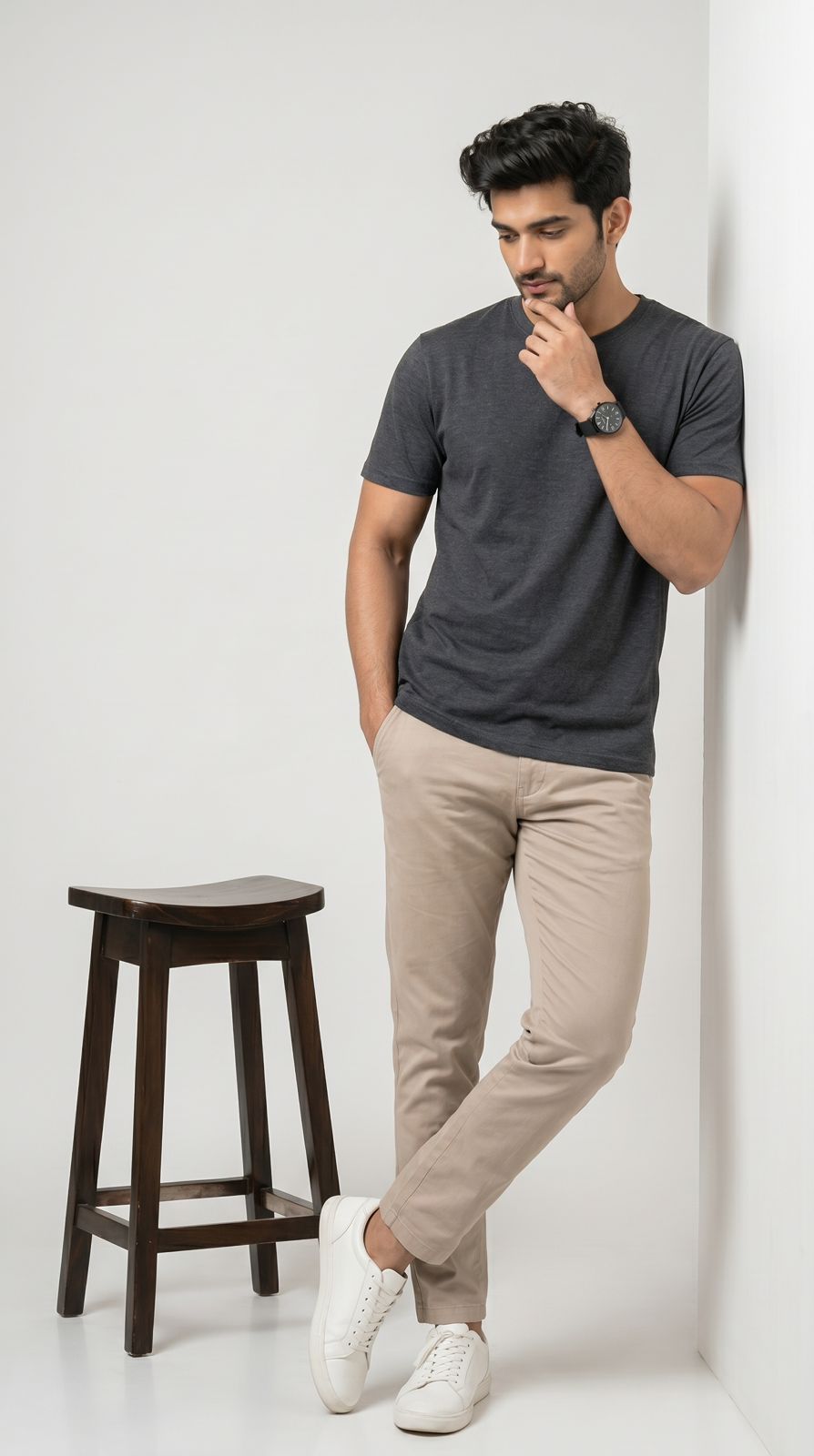 Core Solid T-Shirt – Regular Fit | Charcoal-8