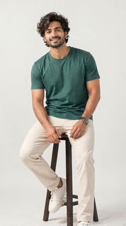 Core Solid T-Shirt – Regular Fit | Melange Green