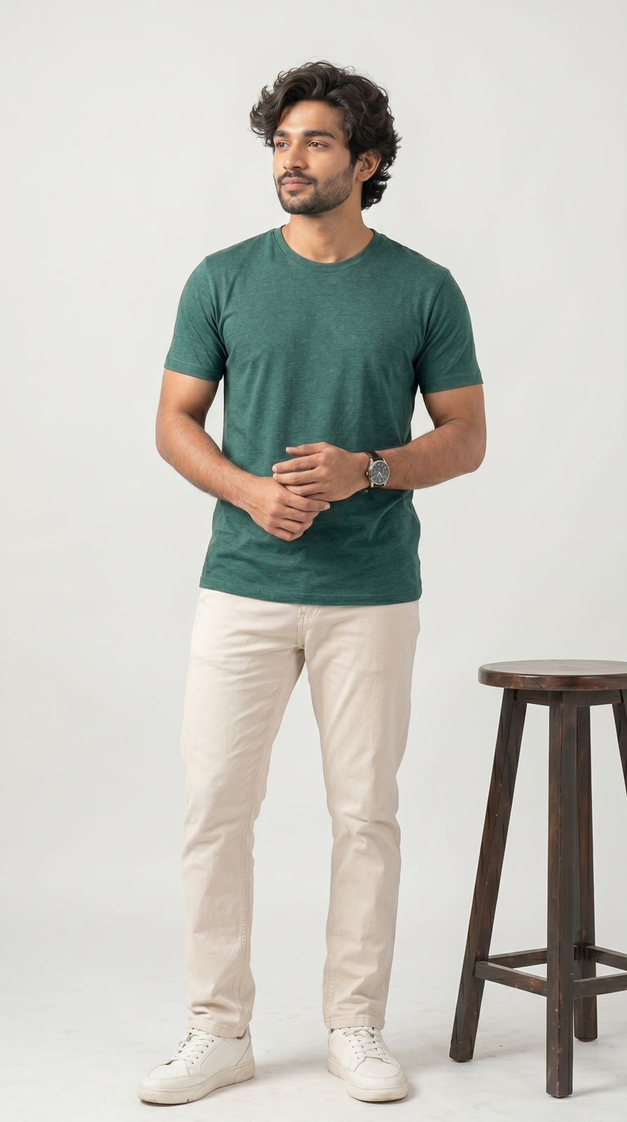 Core Solid T-Shirt – Regular Fit | Melange Green