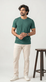 Core Solid T-Shirt – Regular Fit | Melange Green
