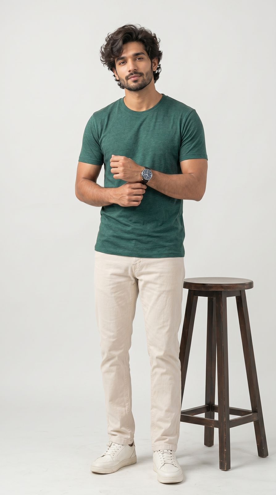Core Solid T-Shirt – Regular Fit | Melange Green