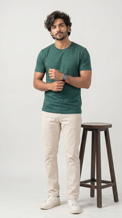 Core Solid T-Shirt – Regular Fit | Melange Green