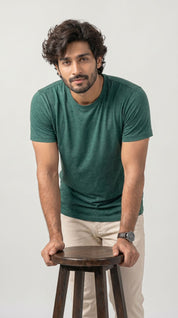 Core Solid T-Shirt – Regular Fit | Melange Green