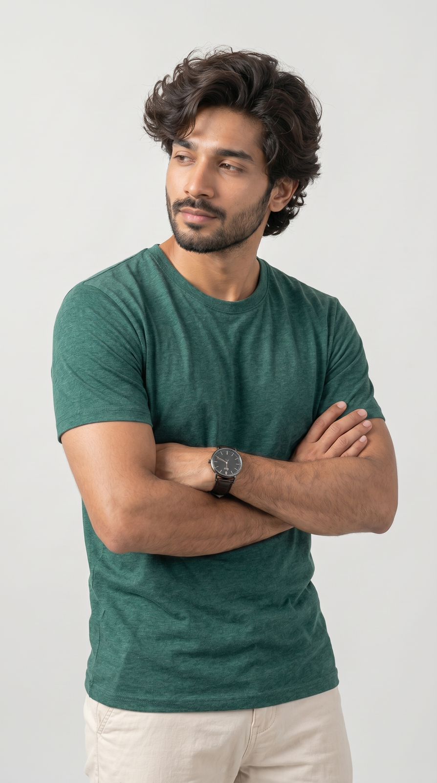 Core Solid T-Shirt – Regular Fit | Melange Green