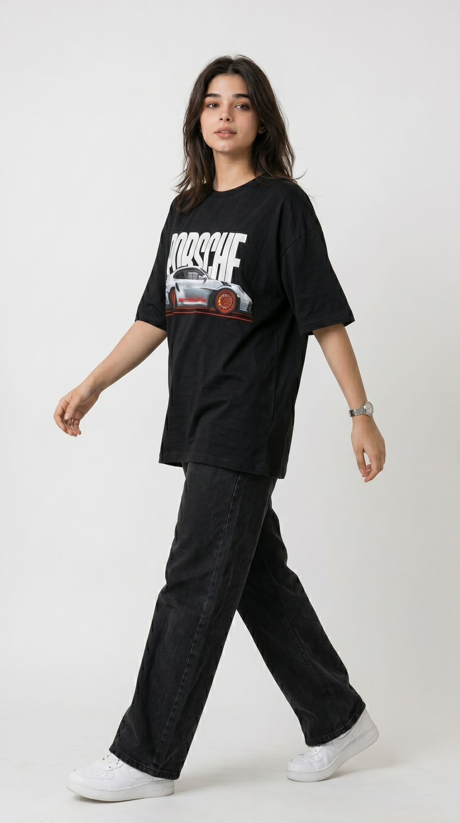 Porsche Graphic Oversized T-Shirt – Black | 230 GSM-4