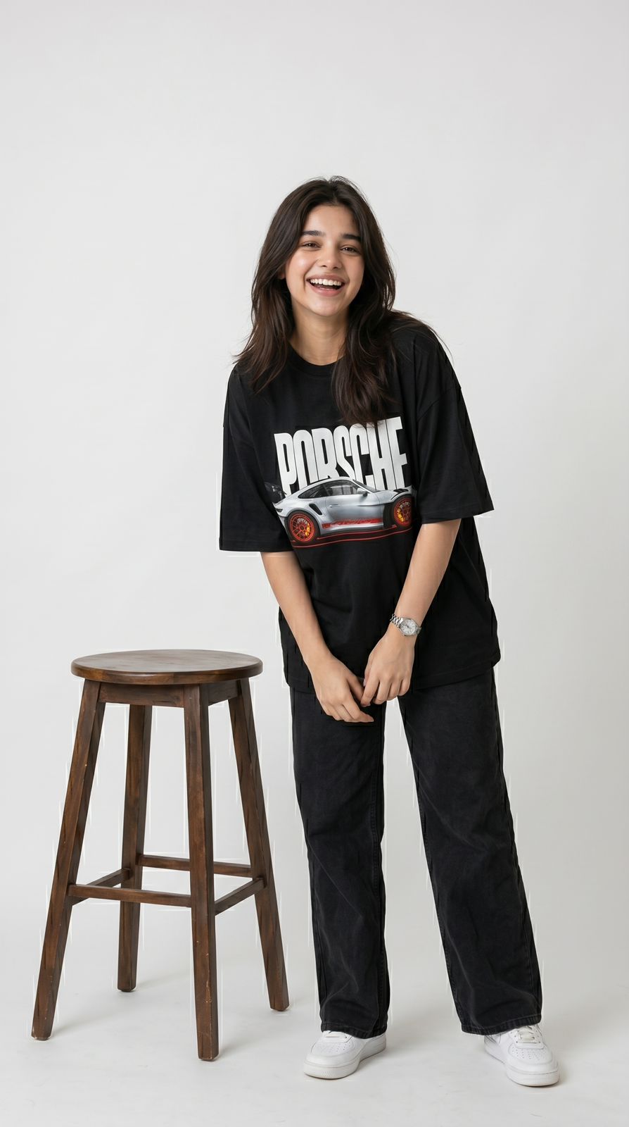 Porsche Graphic Oversized T-Shirt – Black | 230 GSM-5