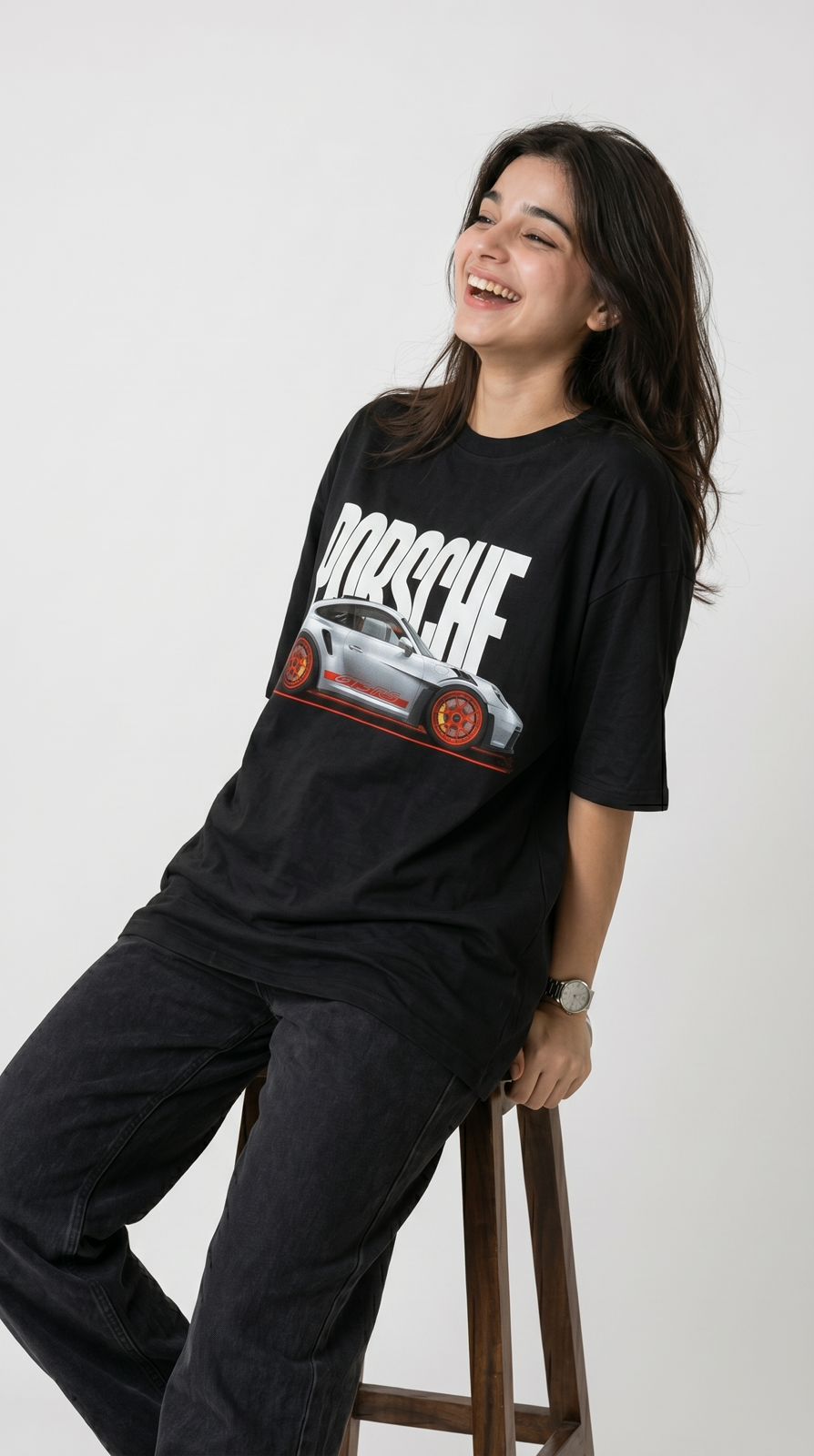 Porsche Graphic Oversized T-Shirt – Black | 230 GSM-6