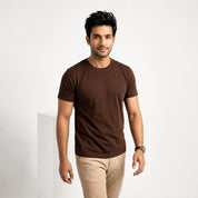 Men’s Solid Brown Cotton T-Shirt