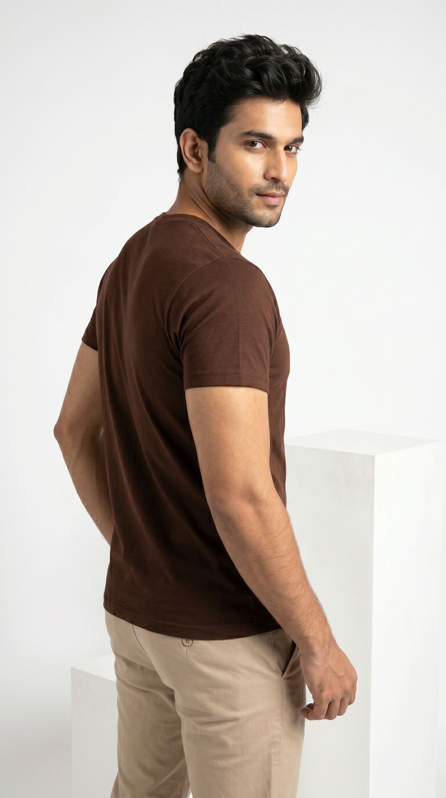 Men’s Solid Brown Cotton T-Shirt