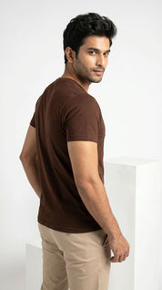 Men’s Solid Brown Cotton T-Shirt
