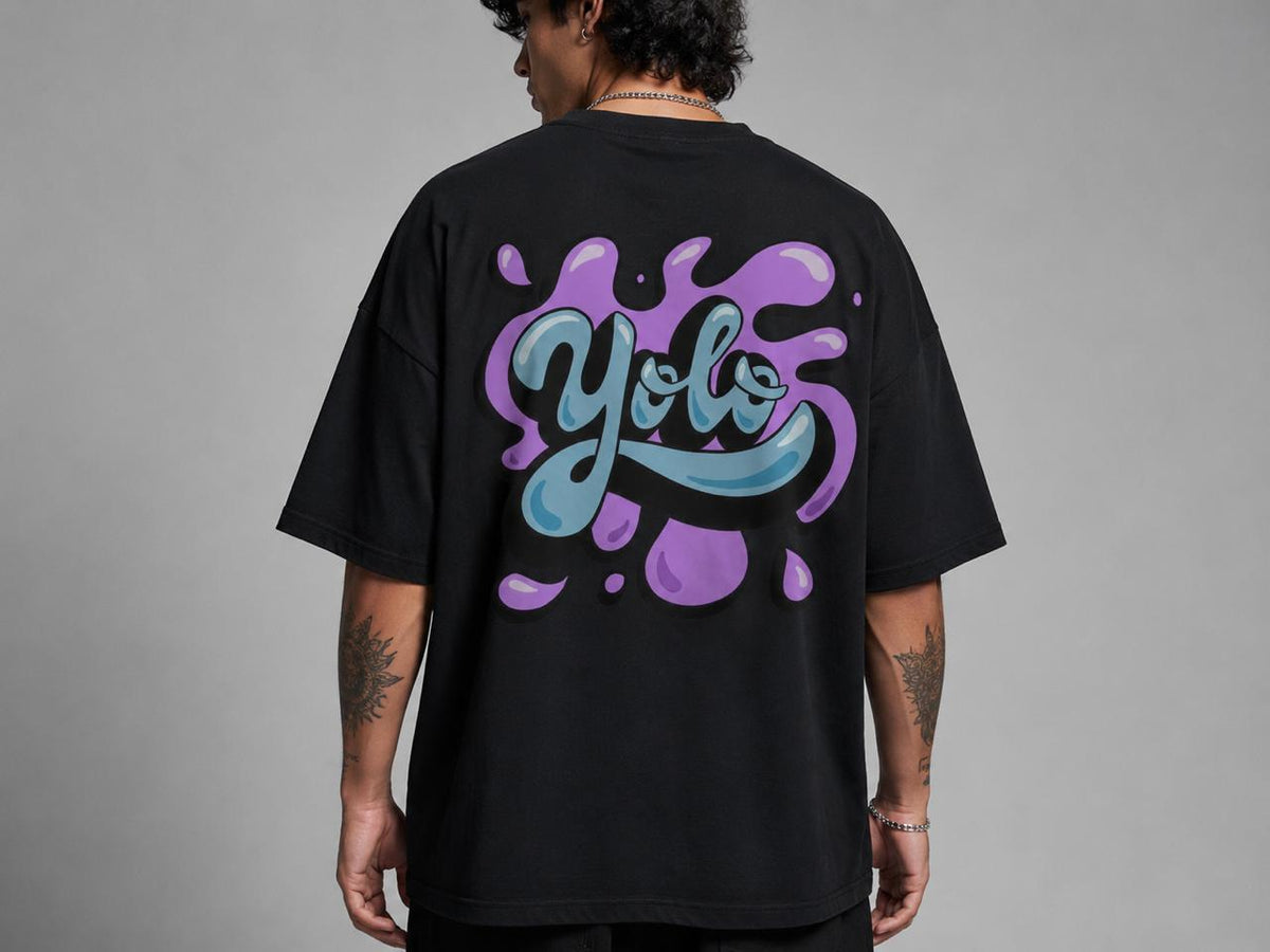 Yolo Back Graphic Oversized T-Shirt – Black |-3