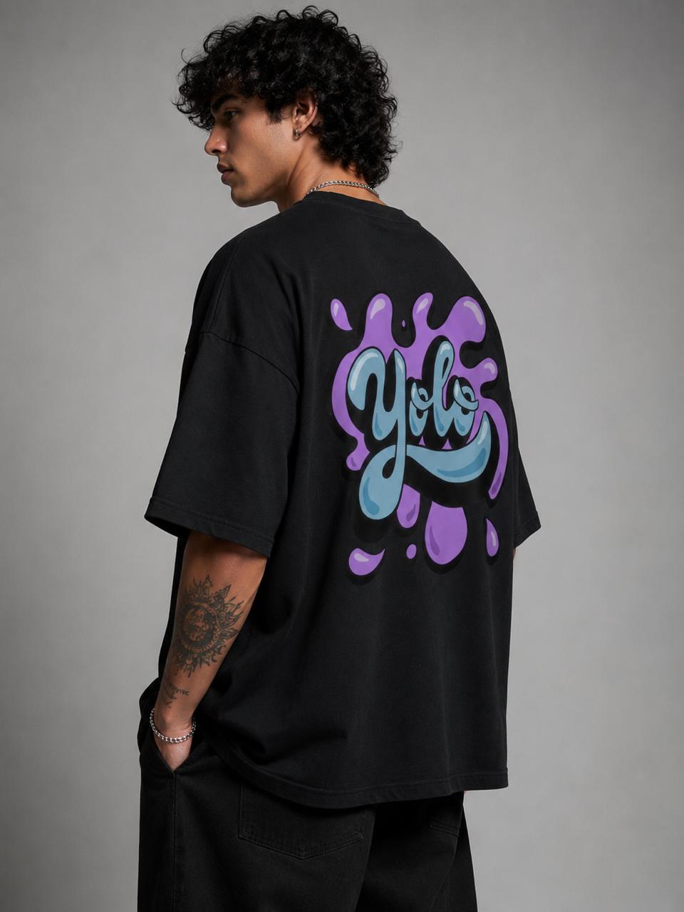 Yolo Back Graphic Oversized T-Shirt – Black |-4