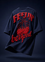 Feeling Berrygood Oversized Graphic T-Shirt – Navy Blue | Puff Print
