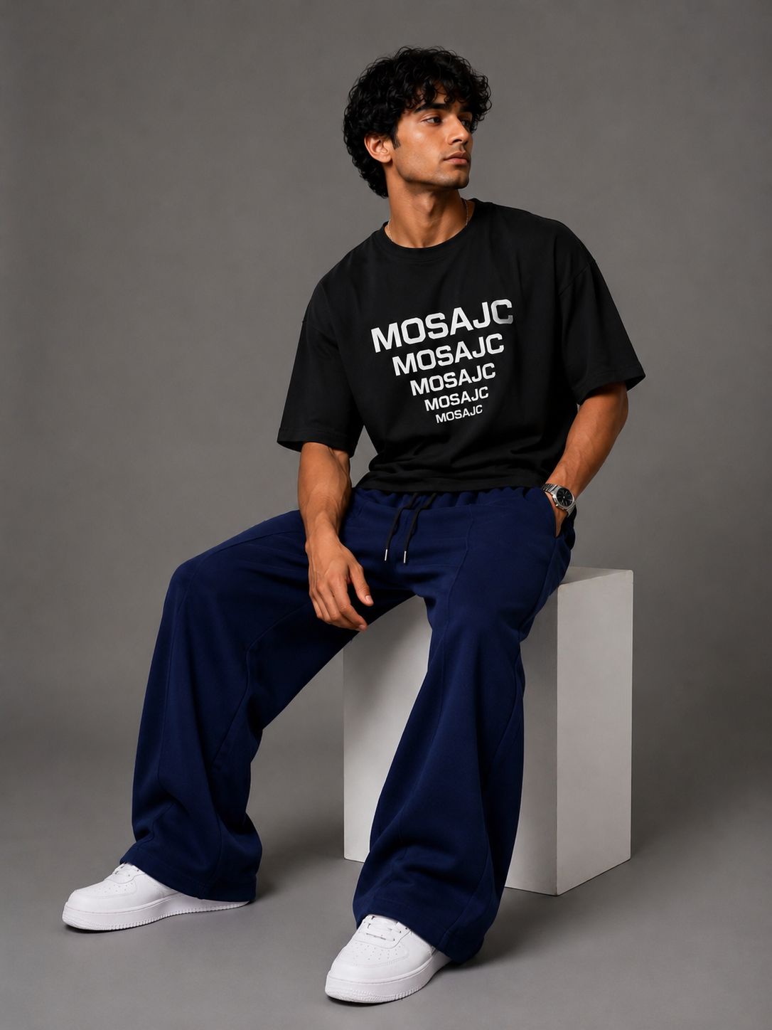 Midnight Drift Premium Baggy Trackpants – 300 GSM Heavyweight Cotton Fleece-3