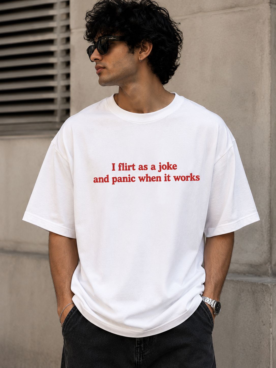 MOSAJC Flirt & Panic Graphic Oversized T-Shirt 230 Gsm