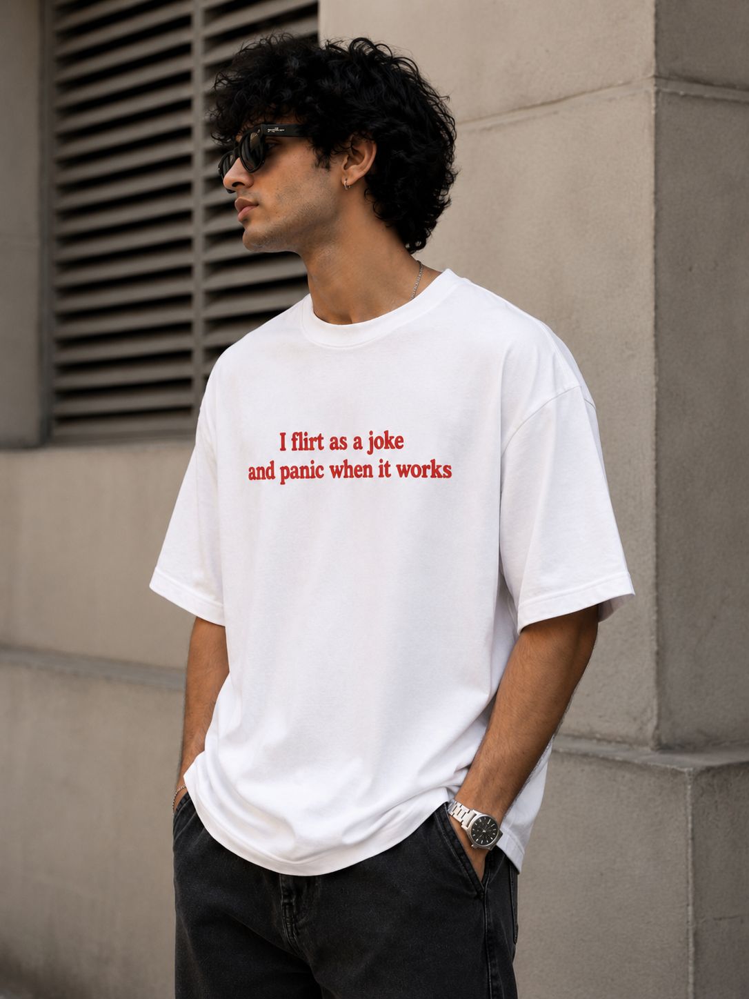 MOSAJC Flirt & Panic Graphic Oversized T-Shirt 230 Gsm