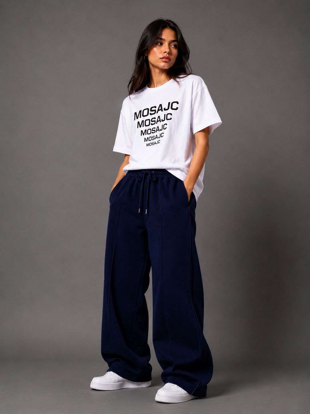 MOSAJC Midnight Flow Wide-Leg Track Pants – 300 GSM Cotton Fleece