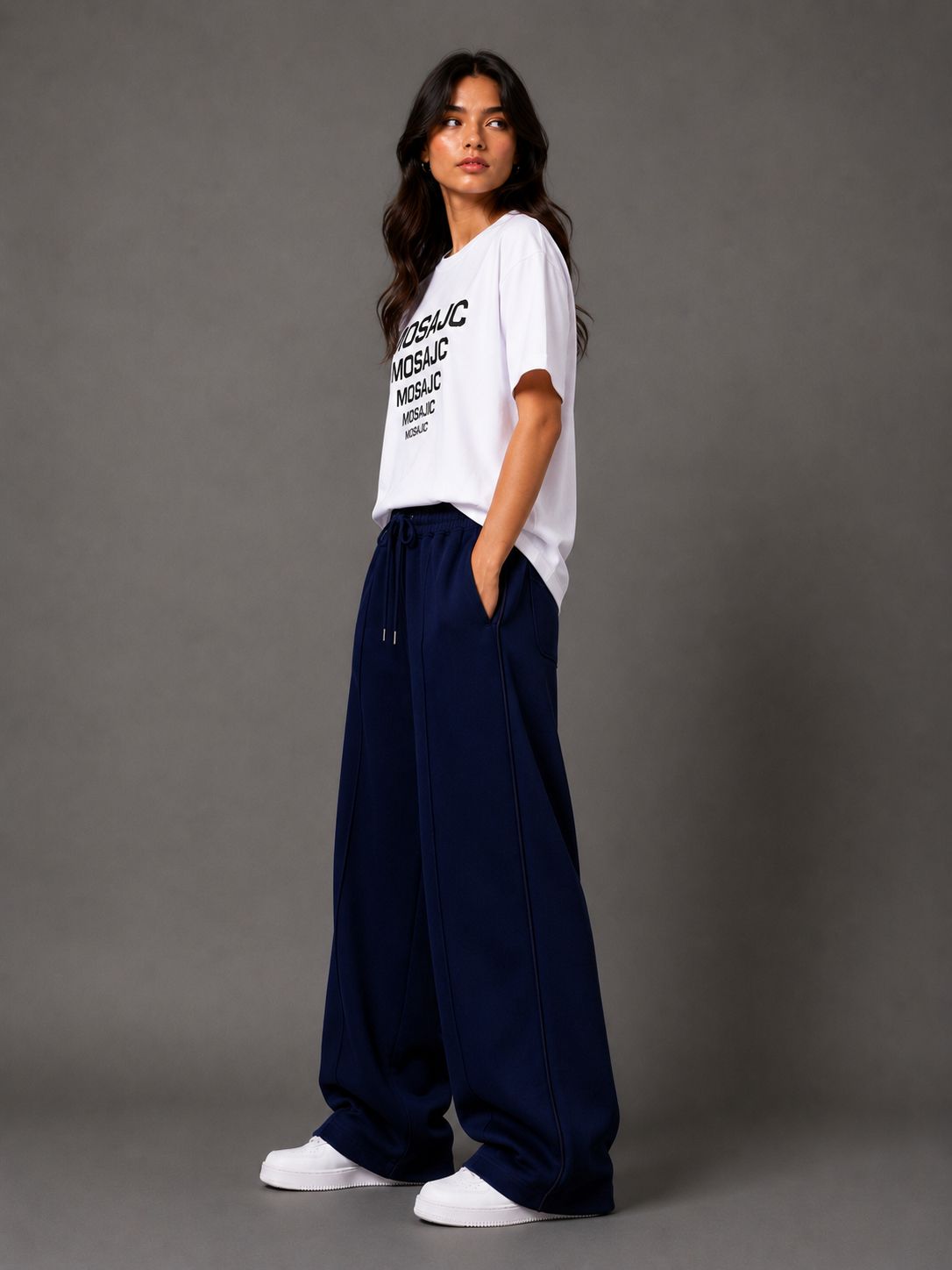 MOSAJC Midnight Flow Wide-Leg Track Pants – 300 GSM Cotton Fleece