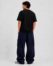 Mosajc Atlas Cargo Trackpants – Navy Blue | 260 GSM