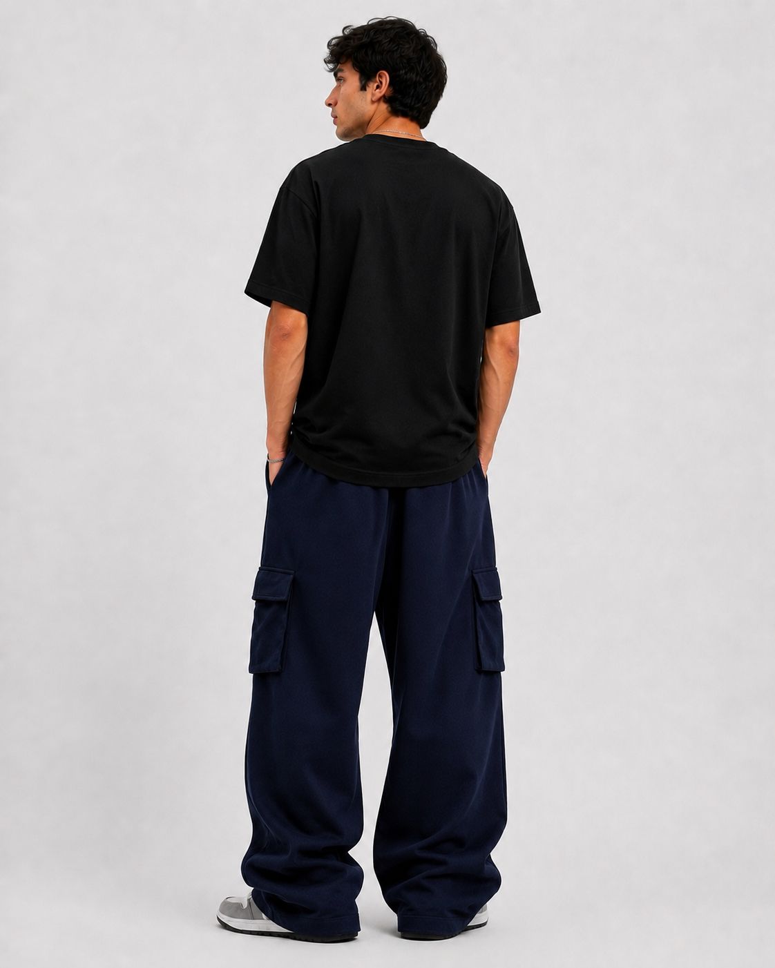 Mosajc Atlas Cargo Trackpants – Navy Blue | 260 GSM-4
