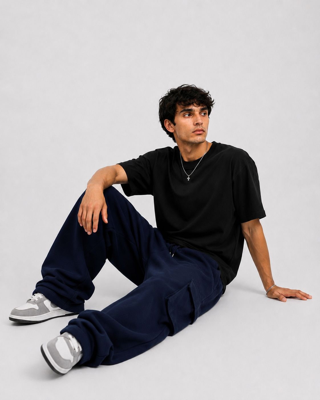 Mosajc Atlas Cargo Trackpants – Navy Blue | 260 GSM-5