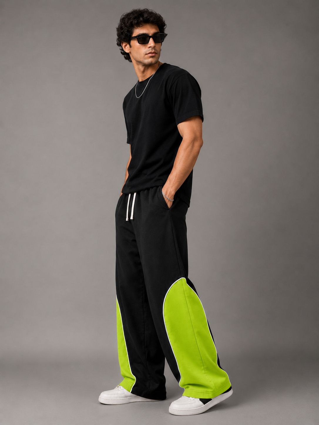 MOSAJC Volt Panel Trackpants – 280 GSM Cotton Fleece ( Neon)