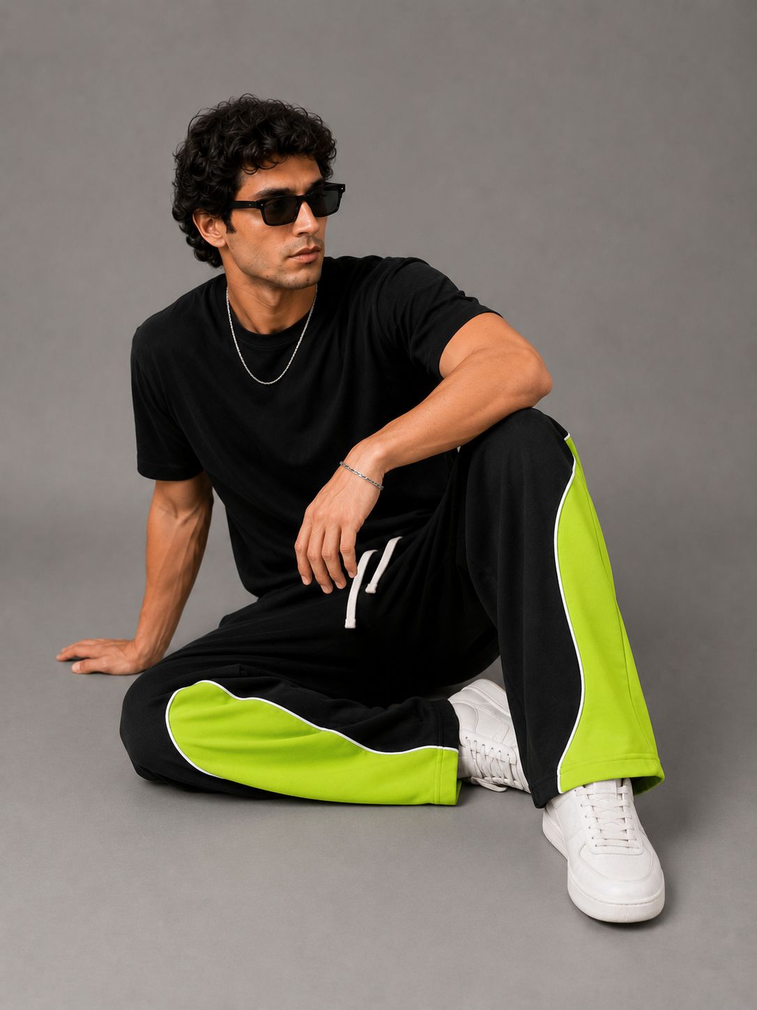MOSAJC Volt Panel Trackpants – 280 GSM Cotton Fleece ( Neon)-3